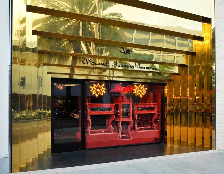 The City of Beverley Hills Architectural Design Award was given for the golden ziggurat street facade of the store on Rodeo Drive in Los Angeles.