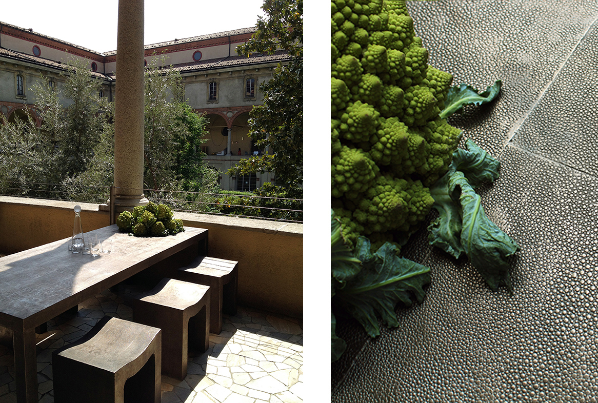 The furniture was displayed in the open loggia of the Museo Nazionale Scienza e Tecnologia 