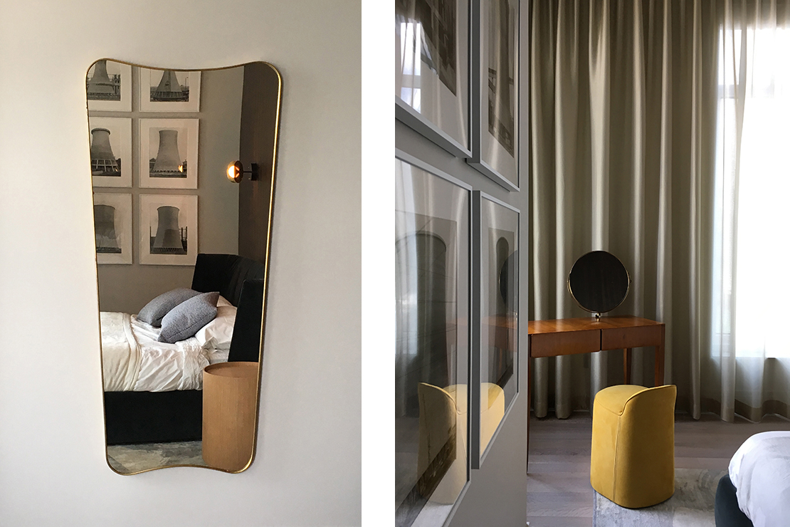 Details in the master bedroom including a dressing table designed by Gio Ponti.