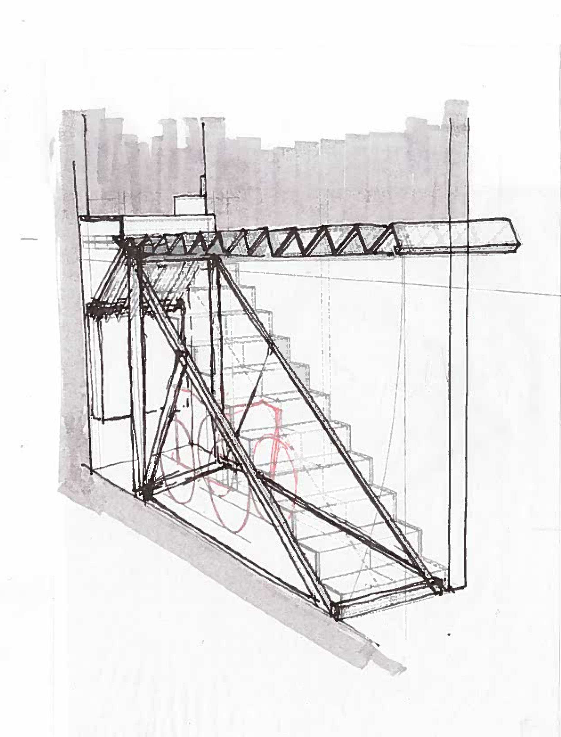 Sketch of the counter-weighted stair. 